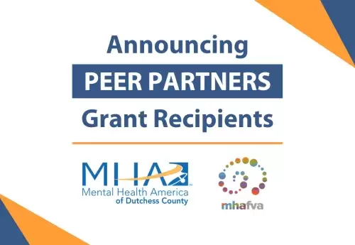 Text saying "Announcing Peer Partners Grant Recipients" highlighting MHA logos.